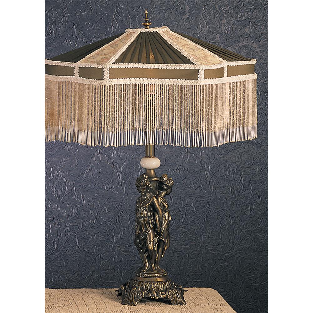 Meyda Tiffany Lighting 19230 28"H Fabric & Fringe Persian Table Lamp