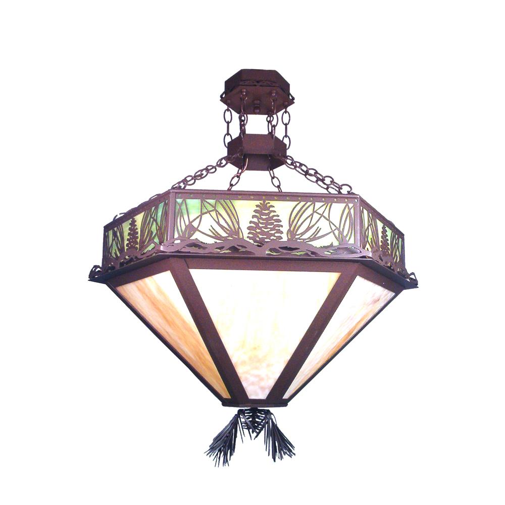 Meyda Tiffany Lighting 19232 4 Light Pinecone Inverted Large Pendant, Café Noir