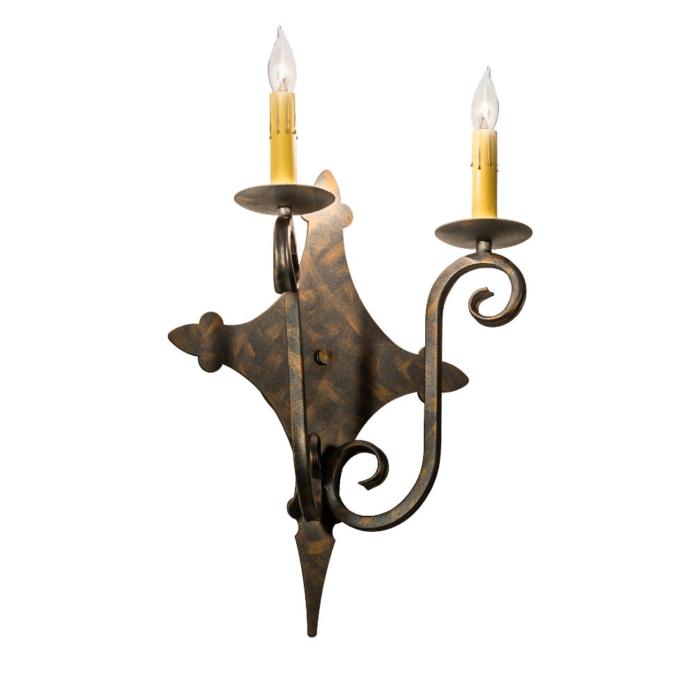 Meyda Lighting 193326 12" Wide Angelique 2 Light Wall Sconce in French Bronzed Finish