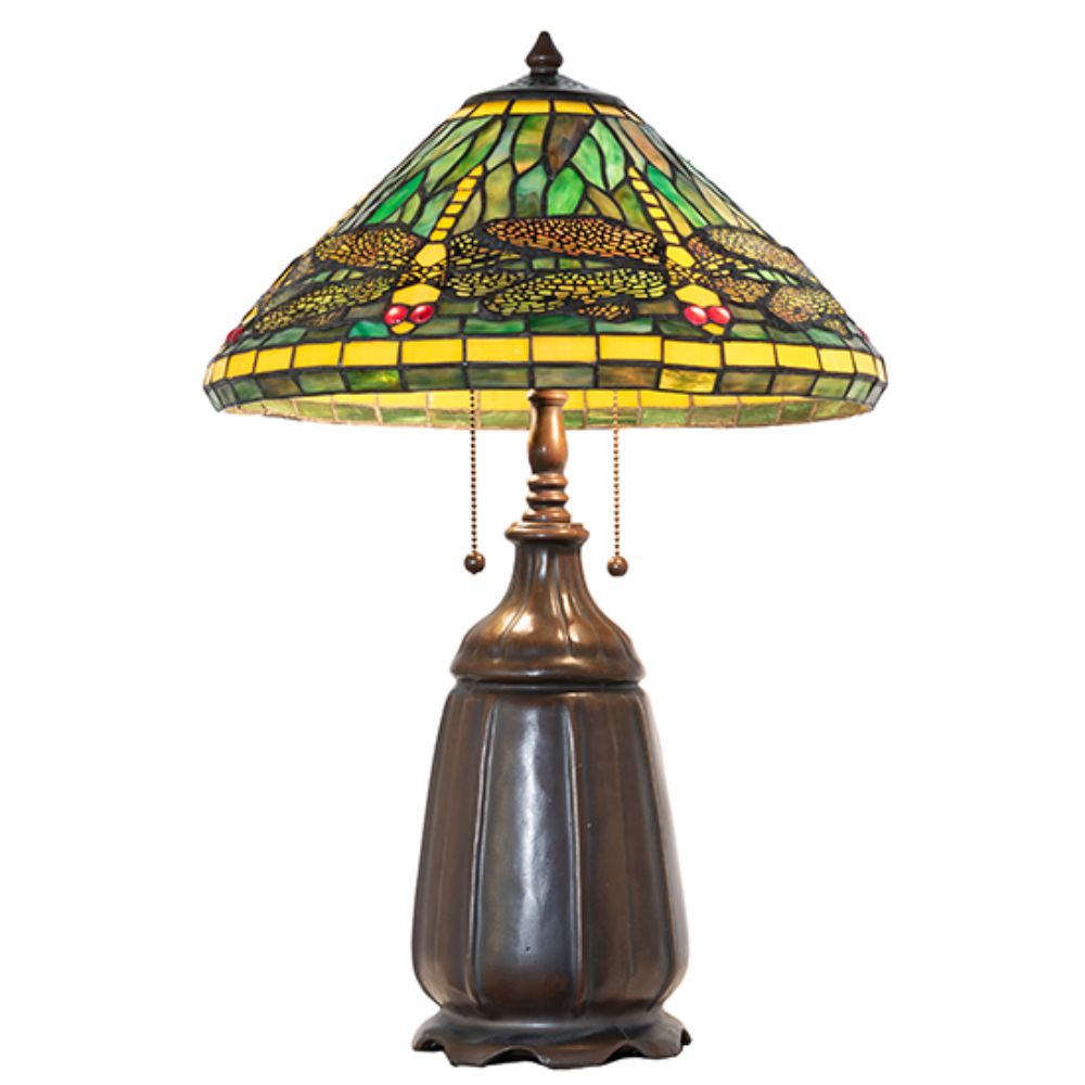 Meyda Lighting 194127 25" High Tiffany Dragonfly Table Lamp in Mahogany Bronze