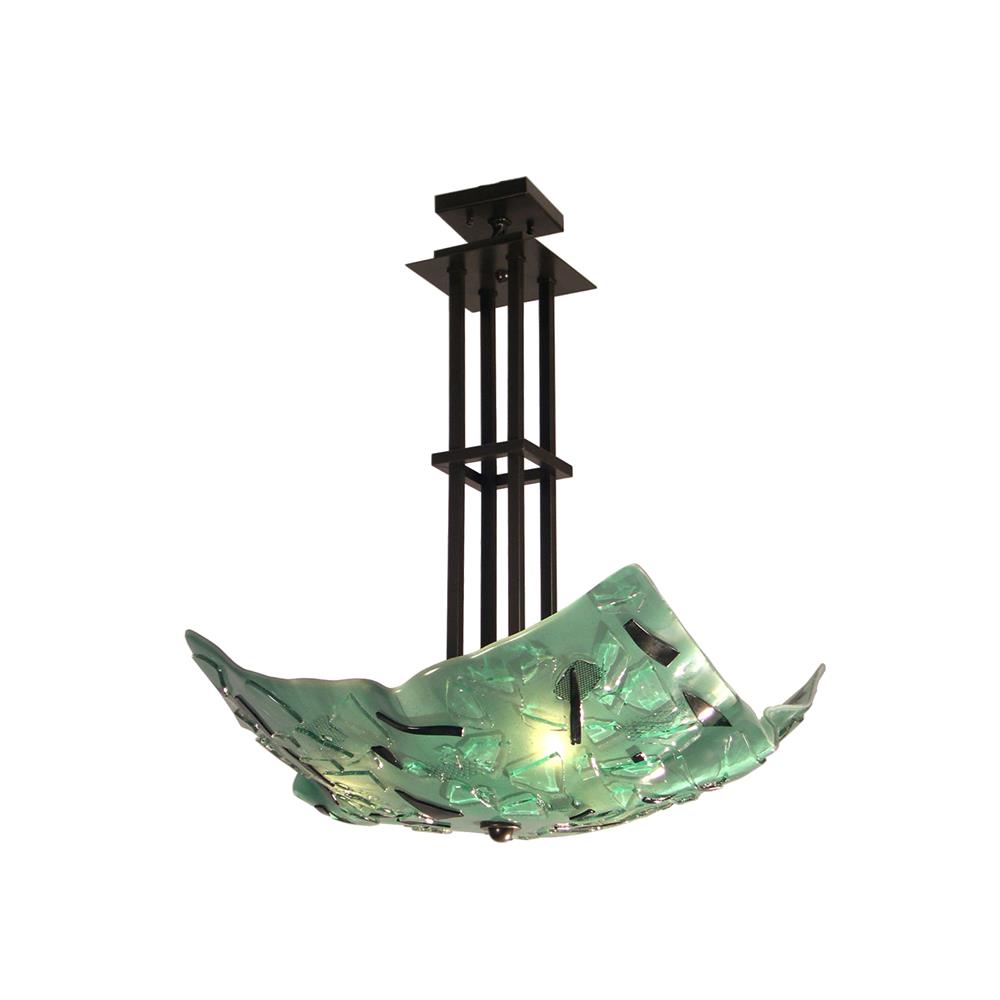 Meyda Tiffany Lighting 19906 20"Sq Seaweed Fused Glass Inverted Pendant