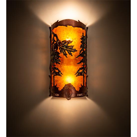 Meyda Lighting 199701 6" Wide Personalized Oak Leaf & Acorn Wall Sconce
