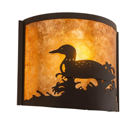 Meyda Lighting 210343 11" Wide Loon Wall Sconce in AMBER MICA OIL RUBBED BRONZE