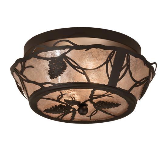 Meyda Lighting 211891 12" Wide Whispering Pines Flushmount in Silver Mica Oil Rubbed Bronze