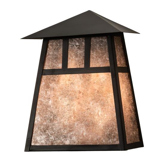 Meyda Lighting 211894 9" Wide Stillwater Double Bar Mission Wall Sconce in Silver Mica Craftsman Brown