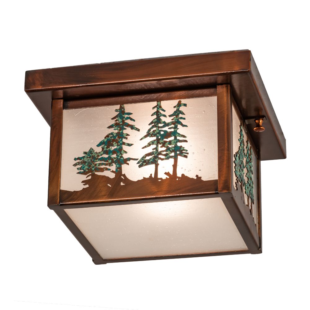 Meyda Lighting 212361 10" Square Hyde Park Tall Pines Flushmount in Vintage Copper Finish