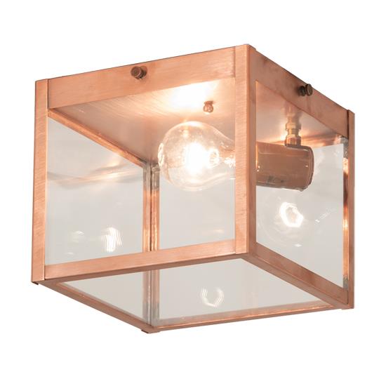 Meyda Lighting 212476 8" Square Mission Prime Flushmount in Clear Glass Raw Copper