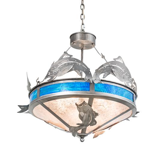 Meyda Lighting 212869 27" Wide Catch Of The Day Inverted Pendant in SILVER MICA/EBR INDUSTRIAL STEEL