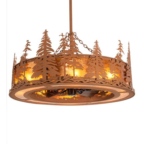 Meyda Lighting 213837 45" Wide Tall Pines Chandel-air in AMBER MICA EARTH