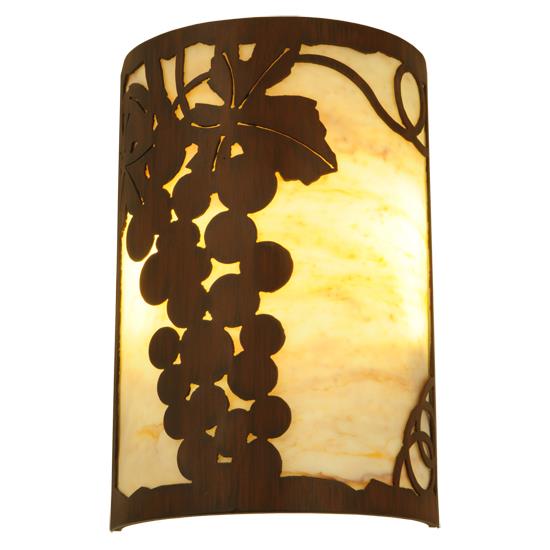 Meyda Lighting 213910 8" Wide Grape Ivy Wall Sconce in Travertine Rustic Iron