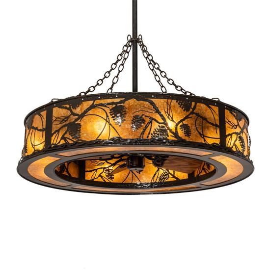 Meyda Lighting 215528 45" Wide Whispering Pines Chandel-air in AMBER MICA TIMELESS BRONZE