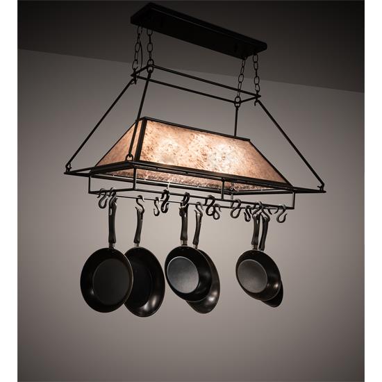 Meyda Lighting 215593 40" Long Mission Prime Pot Rack in Siver Mica Old Wrought Iron