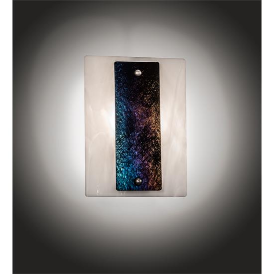 Meyda Lighting 215659 9" Wide Metro Aurora Borealis Wall Sconce in White Opal and Black Iridescent Nickel