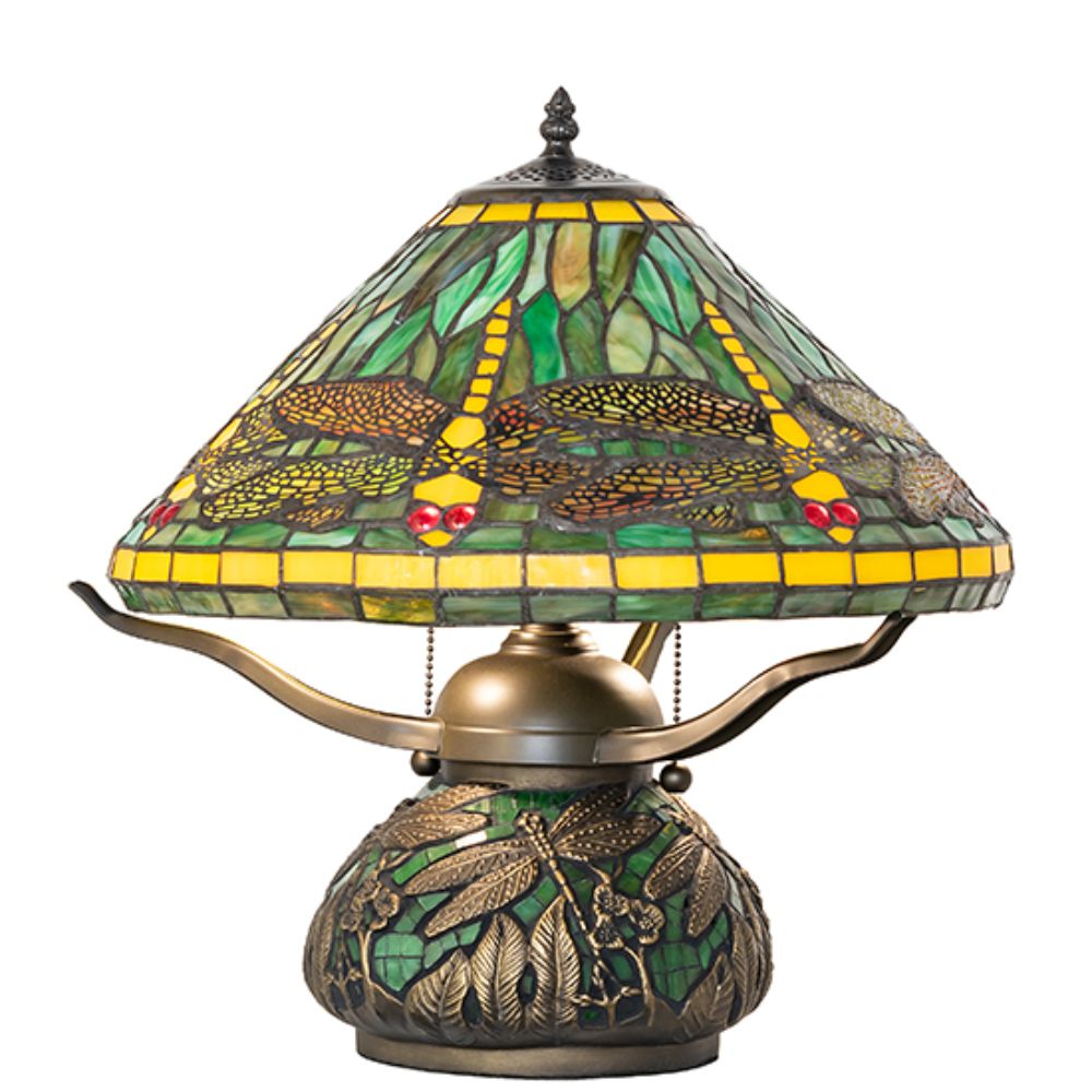 Meyda Lighting 215818 16" High Tiffany Dragonfly Table Lamp in Mahogany Bronze