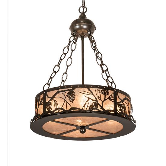 Meyda Lighting 215902 16" Wide Whispering Pines Inverted Pendant in SILVER MICA TIMELESS BRONZE