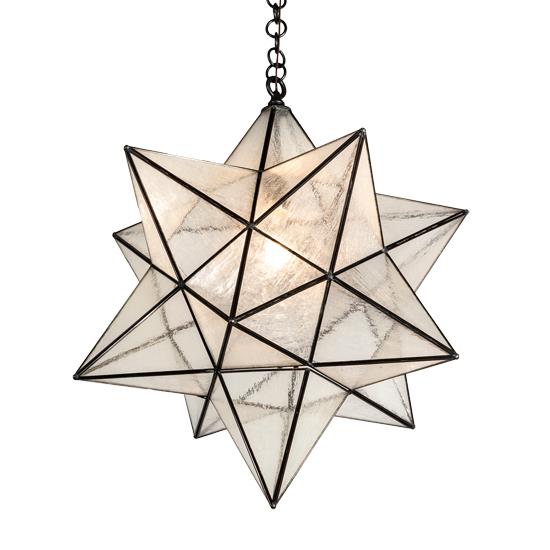 Meyda Lighting 216258 24" Wide Moravian Star Pendant in Clear Seeded Glass Mahogany Bronze