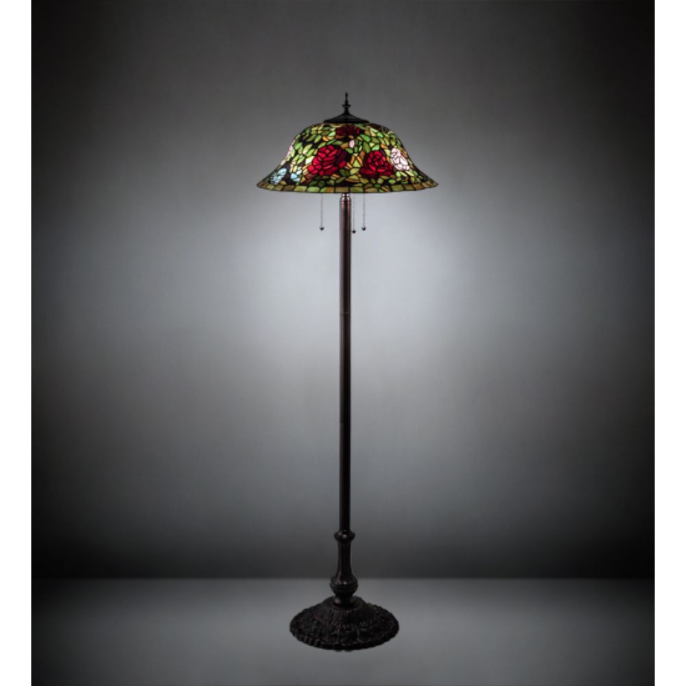 Meyda Lighting 216879 62" High Tiffany Rosebush Floor Lamp in MAHOGANY BRONZE