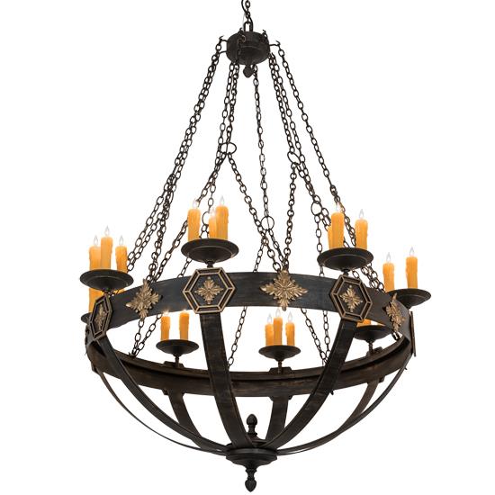 Meyda Lighting 217377 60" Wide Neapolis 24 Light Chandelier in Amber Candle Covers Gold Hi-Lite