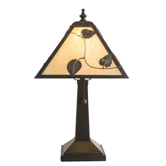 Meyda Lighting 217778 9" Square Vine Leaf & Dragonfly Table Lamp in BAI CRAFTSMAN BROWN