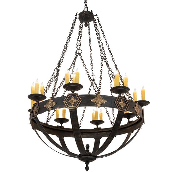 Meyda Lighting 217800 60" Wide Neapolis 24 Light Chandelier in Ivory Candle Covers Gold Hi-Lite