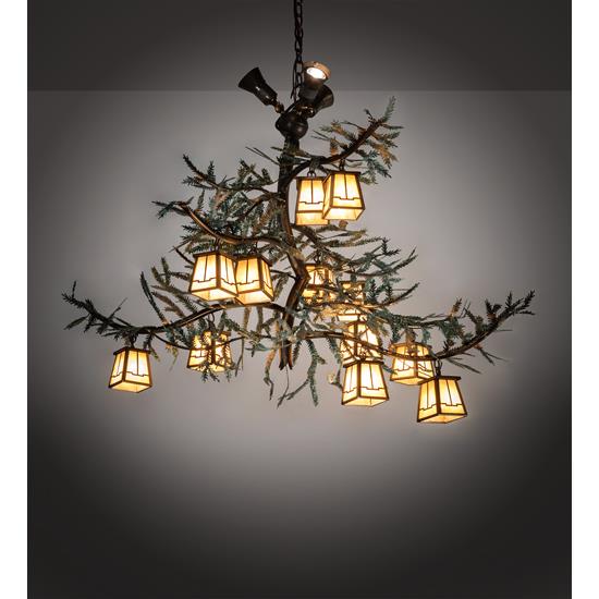 Meyda Lighting 218222 52" Long Pine Branch 12 Light W/uplights Chandelier in Antique Copper Finish
