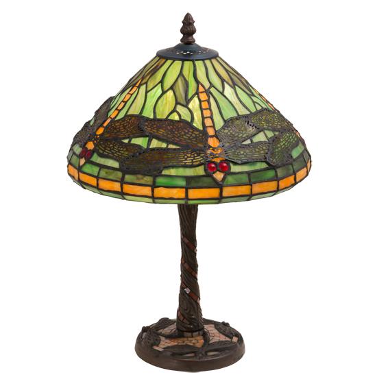 Meyda Lighting 220523 17" High Dragonfly W/twisted Fly Mosaic Base Table Lamp in Mahogany Bronze