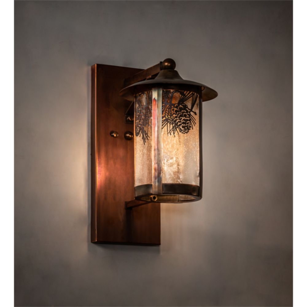 Meyda Lighting 221038 8" Wide Fulton Winter Pine Solid Mount Wall Sconce in VINTAGE COPPER FINISH