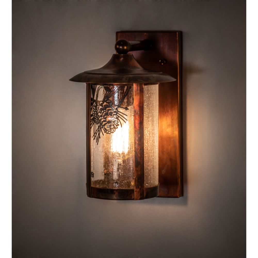 Meyda Lighting 221039 8" Wide Fulton Winter Pine Solid Mount Wall Sconce in VINTAGE COPPER FINISH