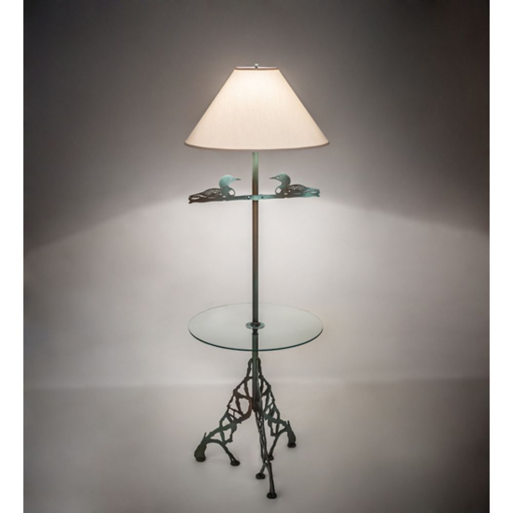 Meyda Lighting 221612 65" High Loon W/Glass Table Floor Lamp in ANTIQUE COPPER FINISH;VERDIGRIS FINISH