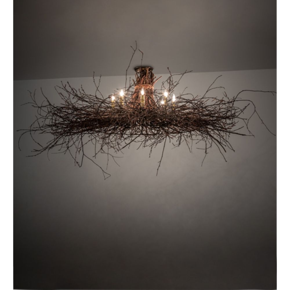 Meyda Lighting 222625 36" Wide Twigs 8 Light Chandelier in ANTIQUE COPPER FINISH;NATURAL WOOD