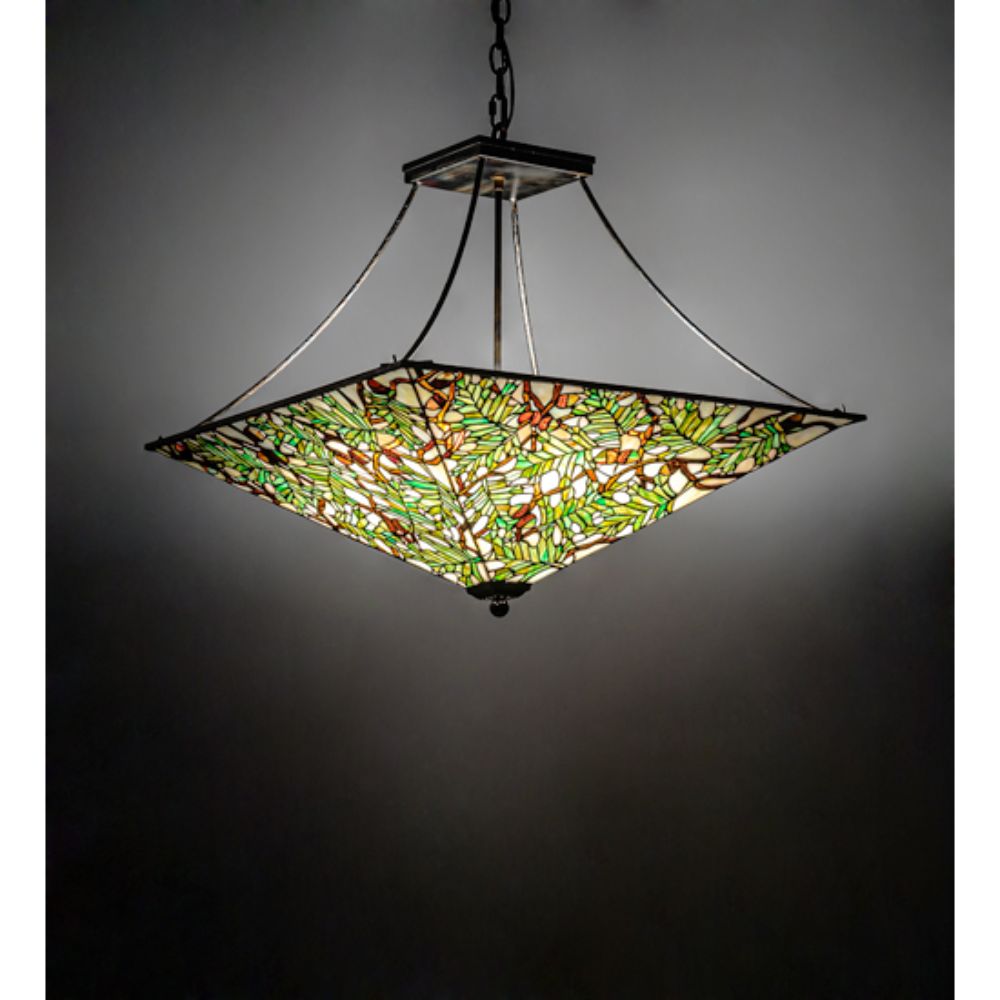 Meyda Lighting 226111 26" Square Acorn & Oak Leaf Inverted Pendant in ANTIQUE COPPER FINISH