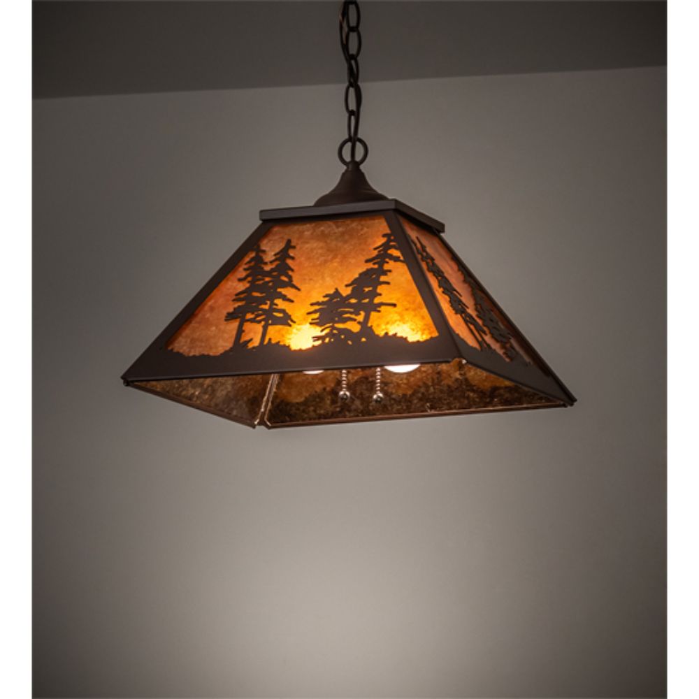 Meyda Lighting 226614 16" Square Tall Pines Pendant in CAFE-NOIR 