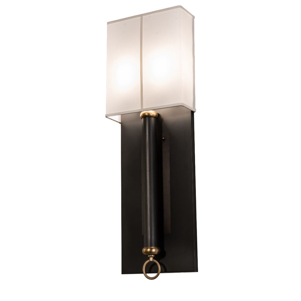 Meyda Lighting 226742 12" Wide Richland Wall Sconce In White Craftsman Brown Finish