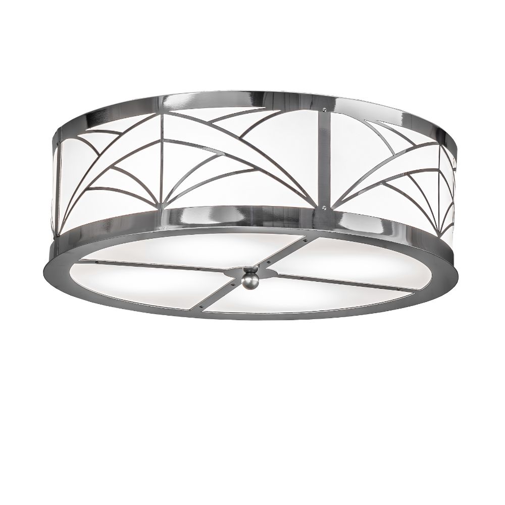 Meyda Lighting 226779 22" Wide Revival Deco Cilindro Flushmount in Polished Stainless Steel