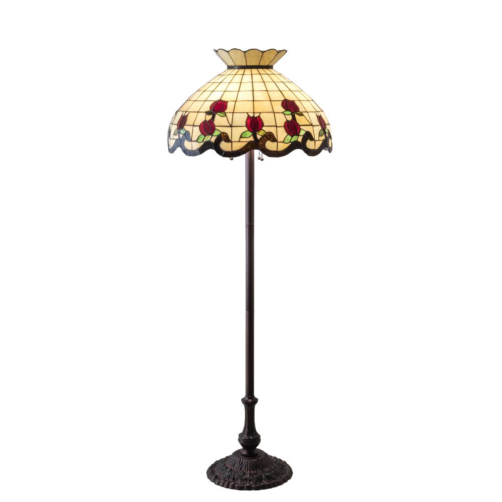 Meyda Lighting 228098 62" High Roseborder Floor Lamp In Ruby;beige 