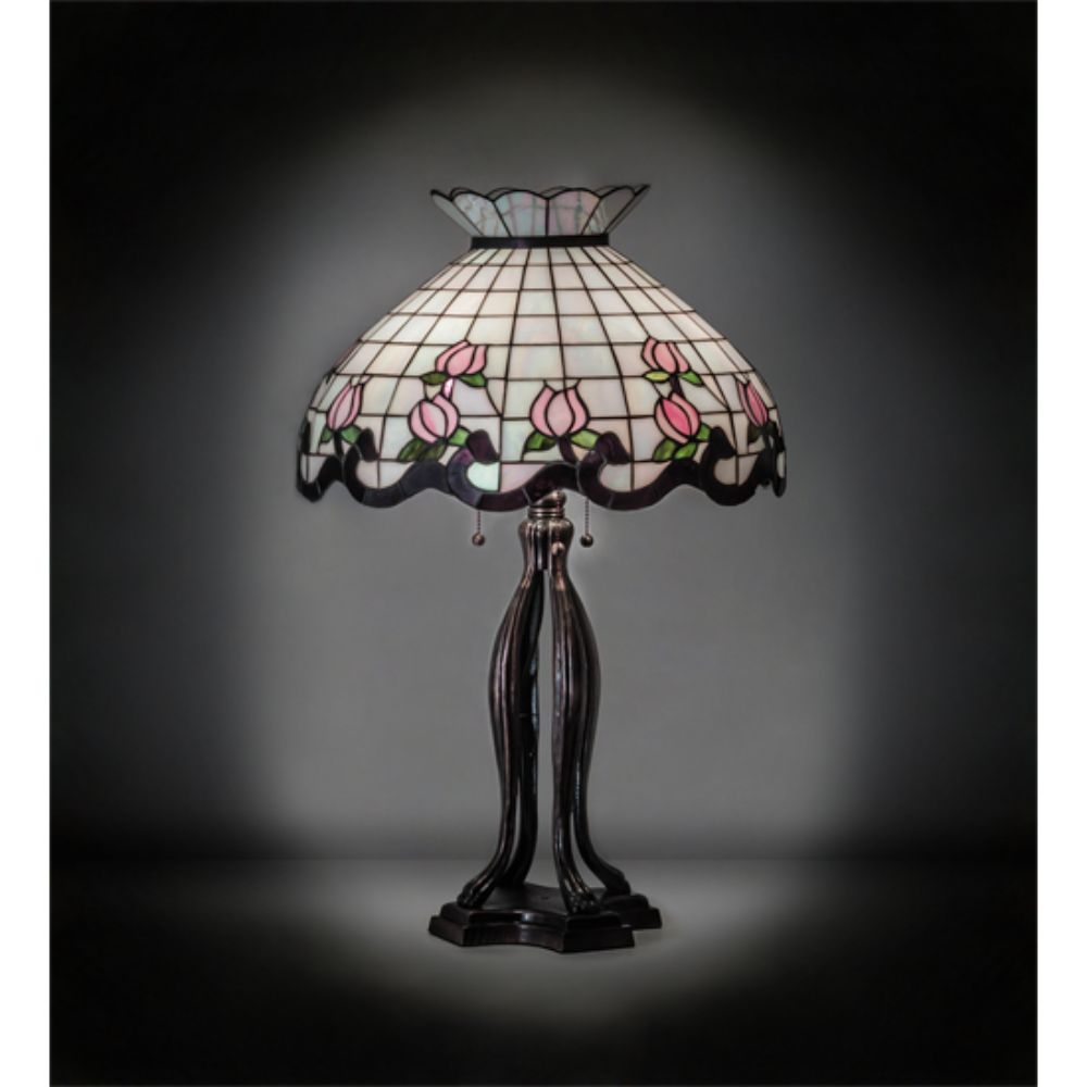 Meyda Lighting 228791 32" High Roseborder Table Lamp in MAHOGANY BRONZE