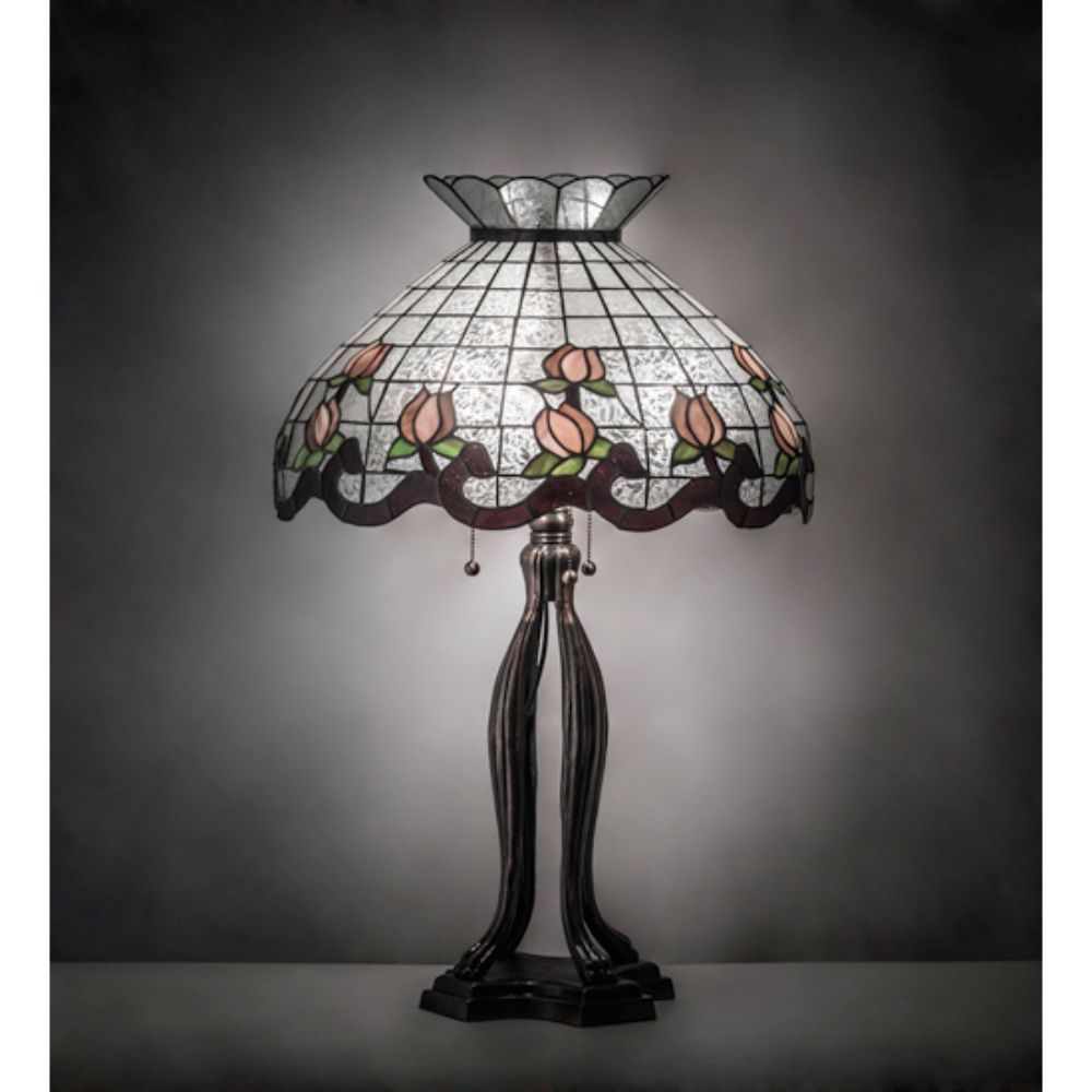 Meyda Lighting 228799 32" High Roseborder Table Lamp in MAHOGANY BRONZE