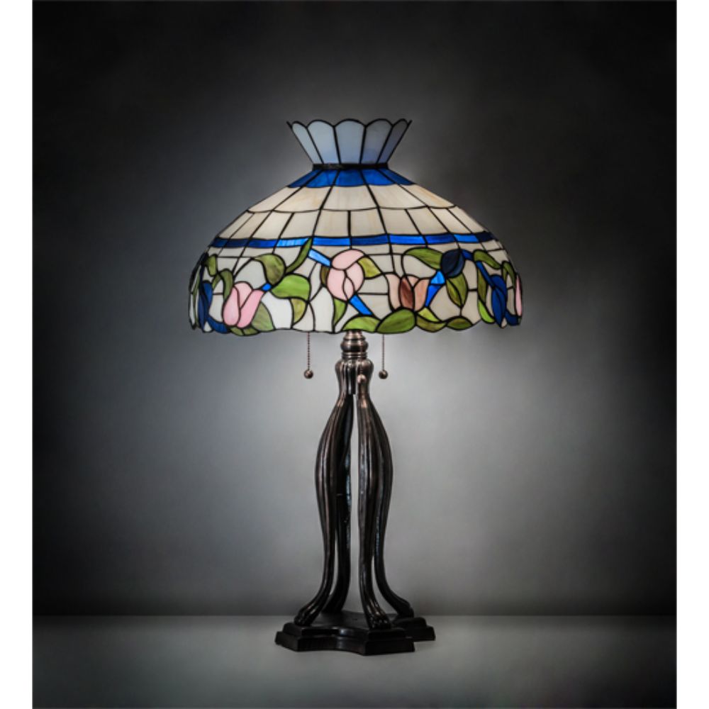 Meyda Lighting 228803 31" High Rose Vine Table Lamp in MAHOGANY BRONZE