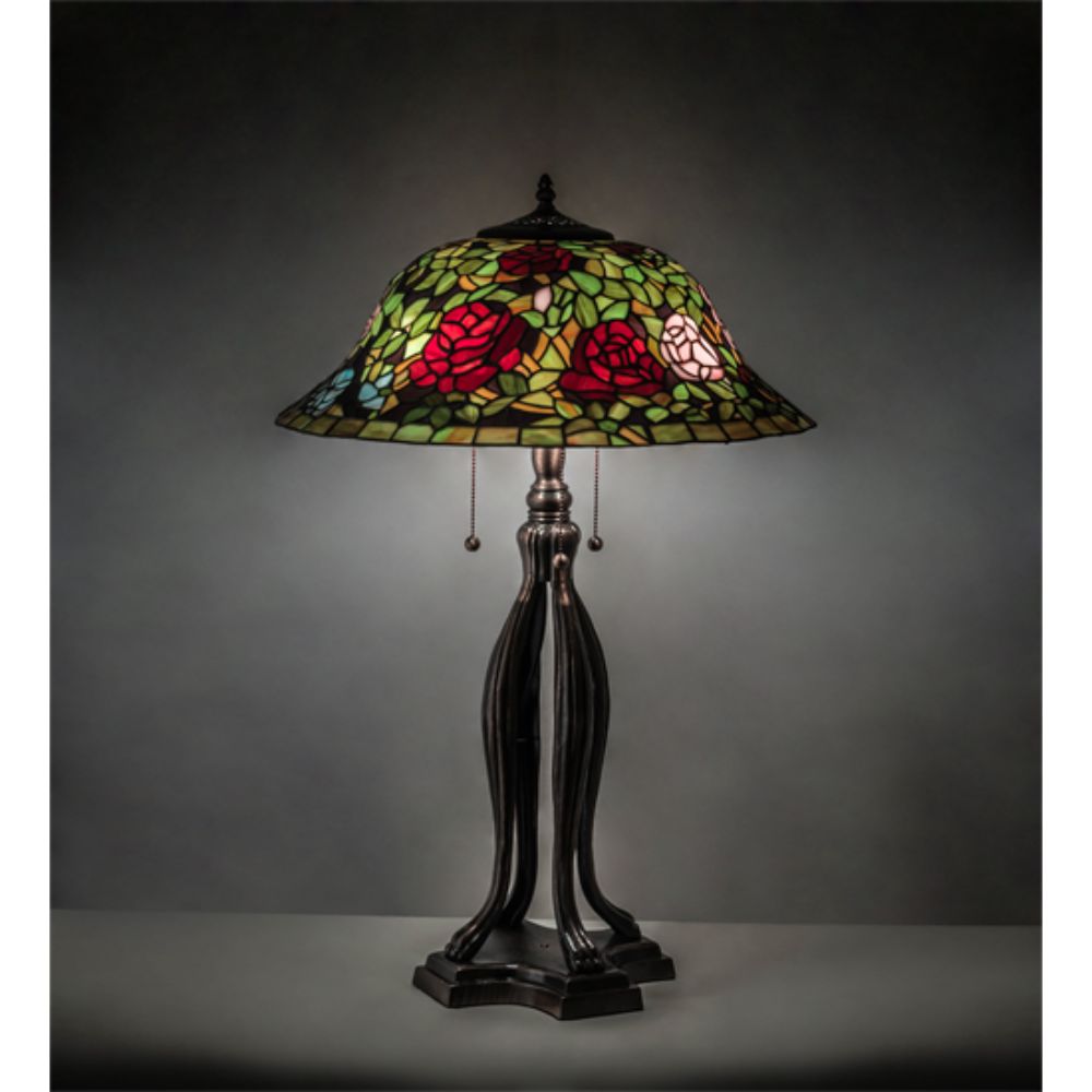 Meyda Lighting 228817 30" High Tiffany Rosebush Table Lamp in MAHOGANY BRONZE
