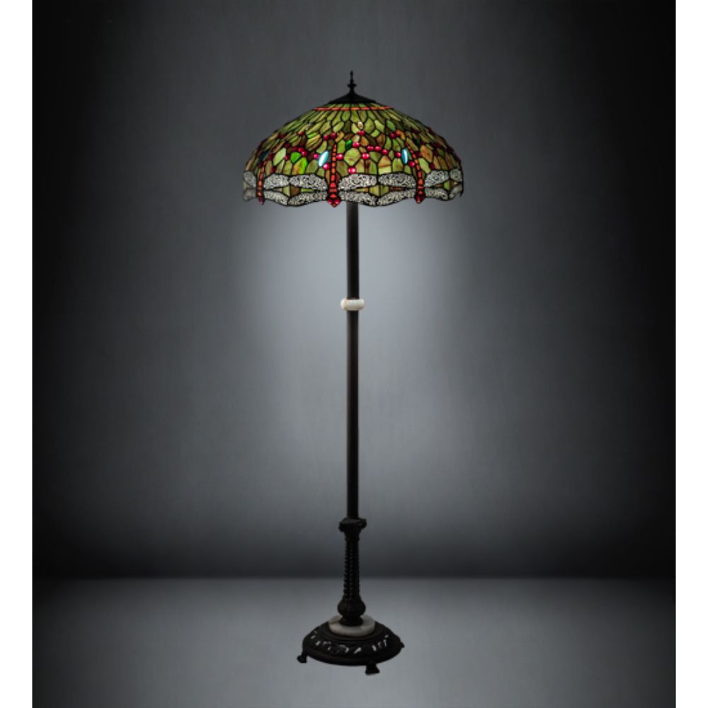 Meyda Lighting 228851 62" High Tiffany Hanginghead Dragonfly Floor Lamp in MAHOGANY BRONZE