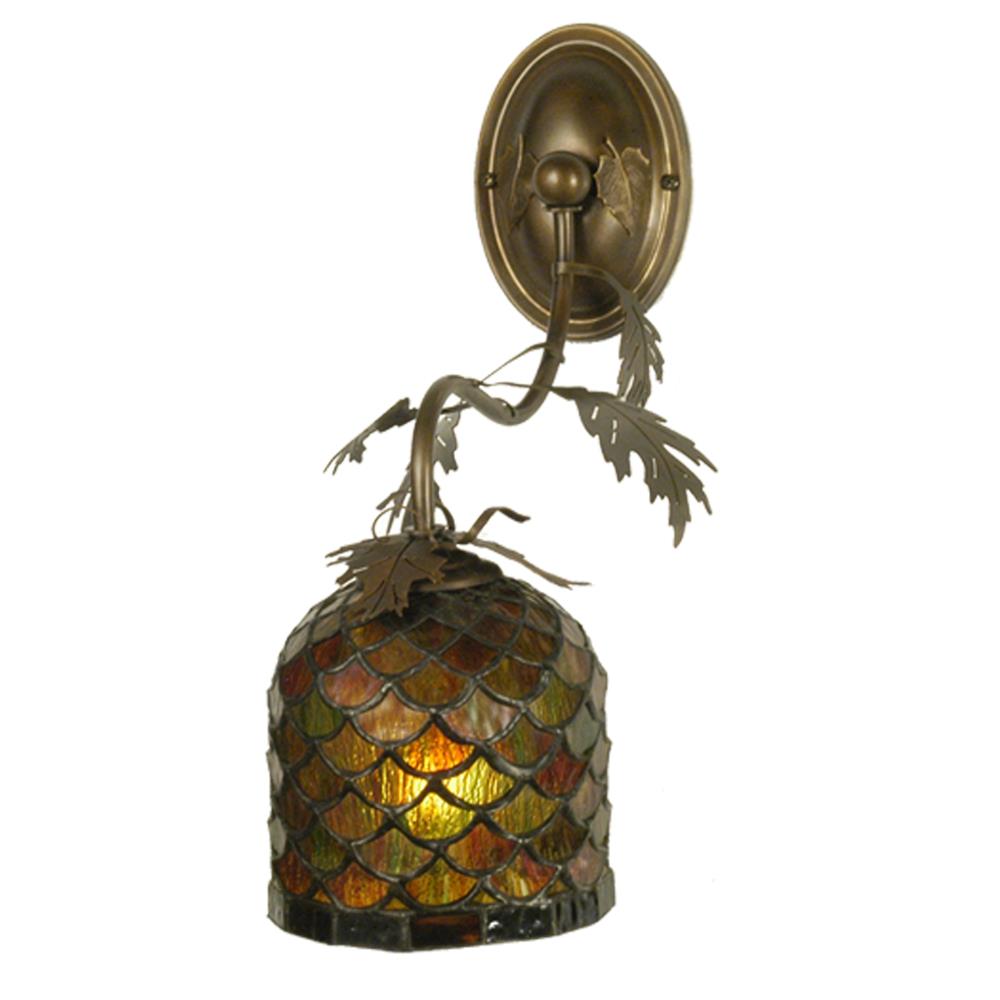 Meyda Tiffany Lighting 22900 Acorn Oak Leaf Wall Sconce, Antique Copper