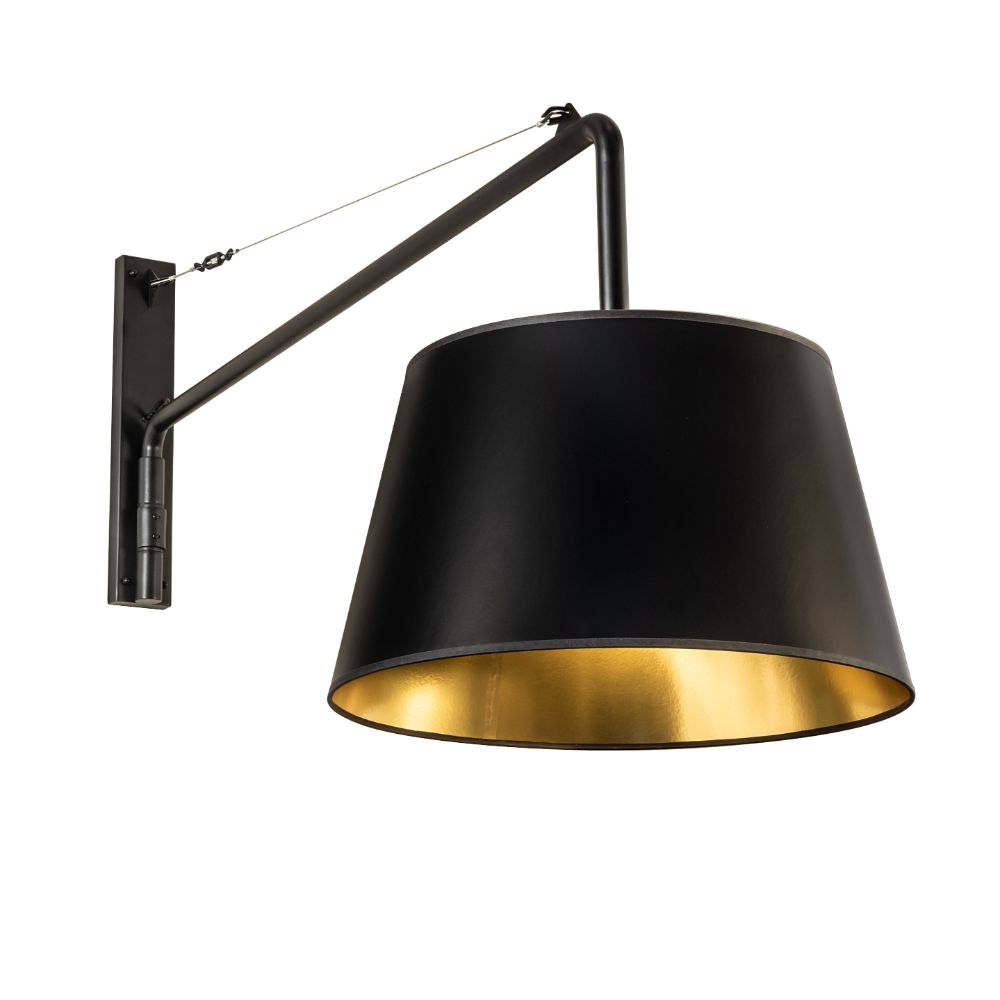 Meyda Lighting 229057 20" Wide Cilindro Tapered Swing Arm Wall Sconce In Gold;black (metal Finish) 410 Is Glass 