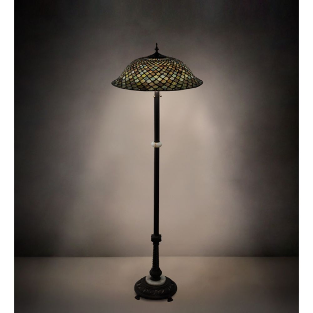 Meyda Lighting 229070 62" High Fishscale Floor Lamp in MAHOGANY BRONZE