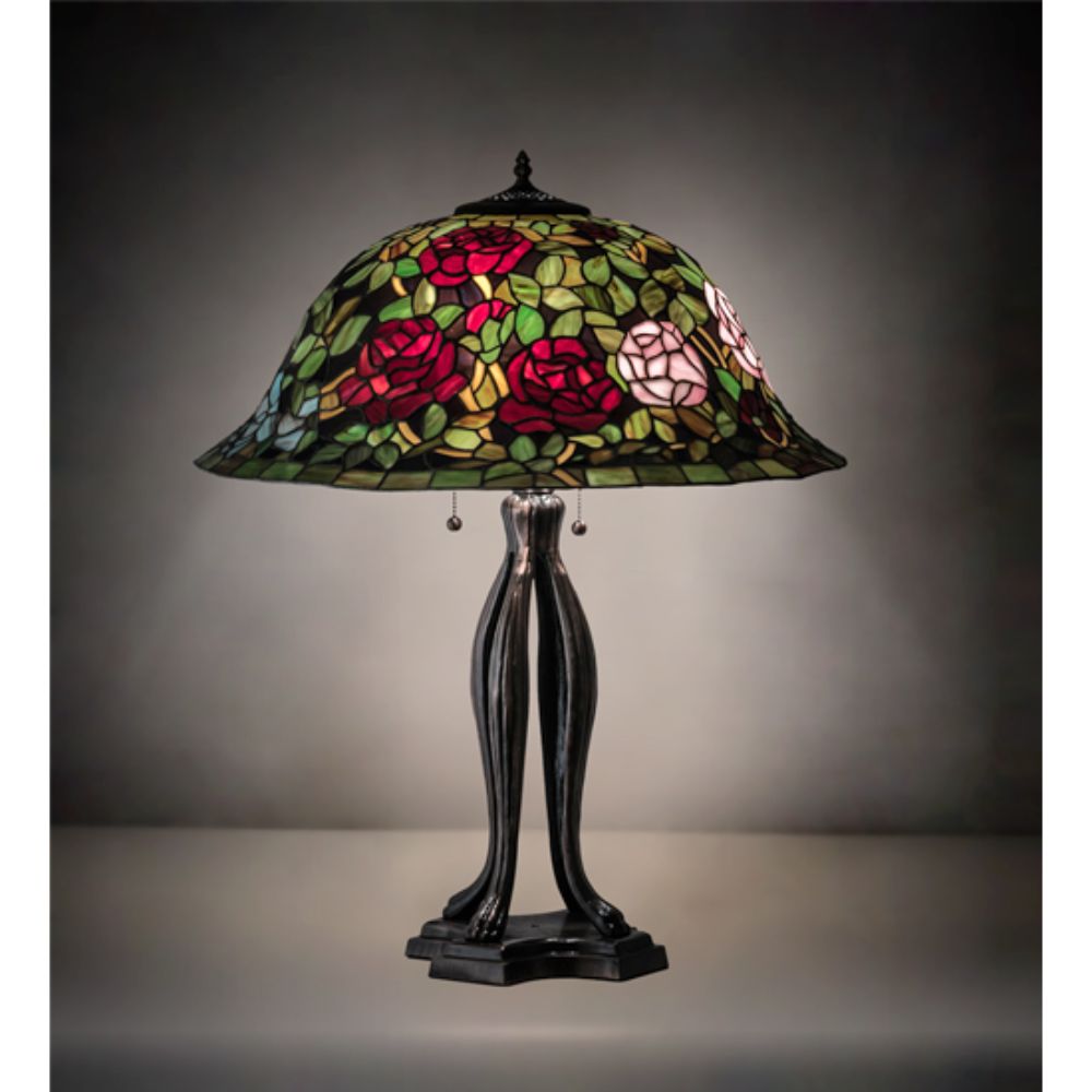 Meyda Lighting 229111 30" High Tiffany Rosebush Table Lamp in MAHOGANY BRONZE