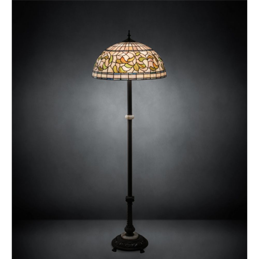 Meyda Lighting 229125 62" Wide Tiffany Turning Leaf Floor Lamp in MAHOGANY BRONZE