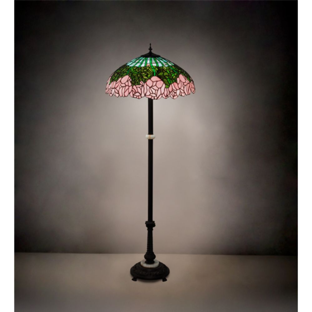 Meyda Lighting 229130 62" High Tiffany Cabbage Rose Floor Lamp in MAHOGANY BRONZE