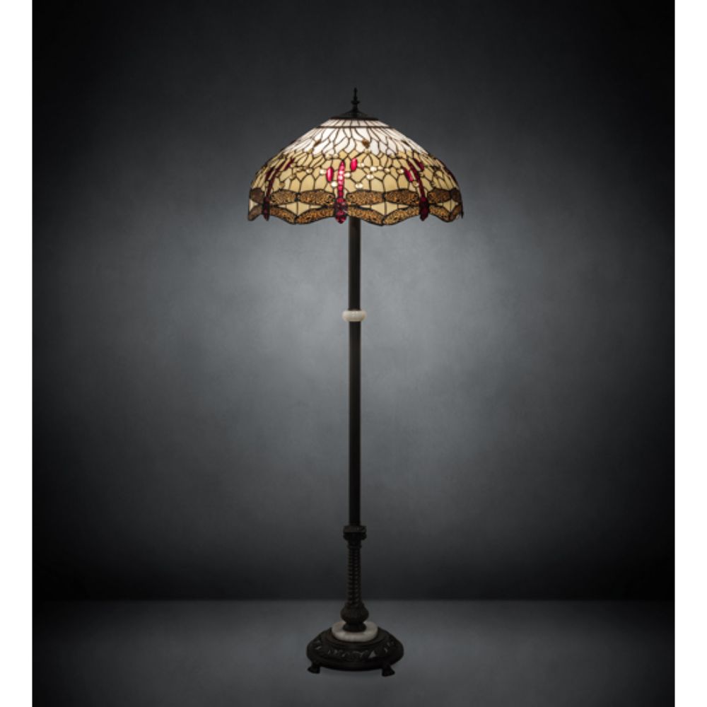 Meyda Lighting 229132 62" High Tiffany Hanginghead Dragonfly Floor Lamp in MAHOGANY BRONZE