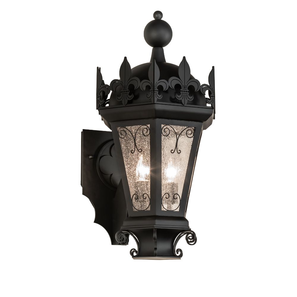 Meyda Lighting 229698 14" Wide Chaumont Wall Sconce In Black Glass (430 Is Metal Finish);clear Seeded Glass Or Acrylic 