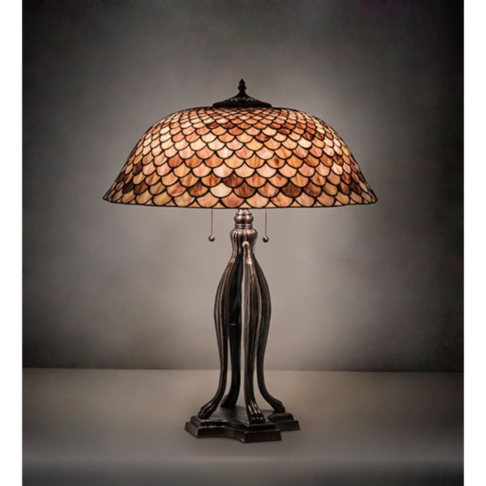 Meyda Lighting 230385 30" High Fishscale Table Lamp in MAHOGANY BRONZE