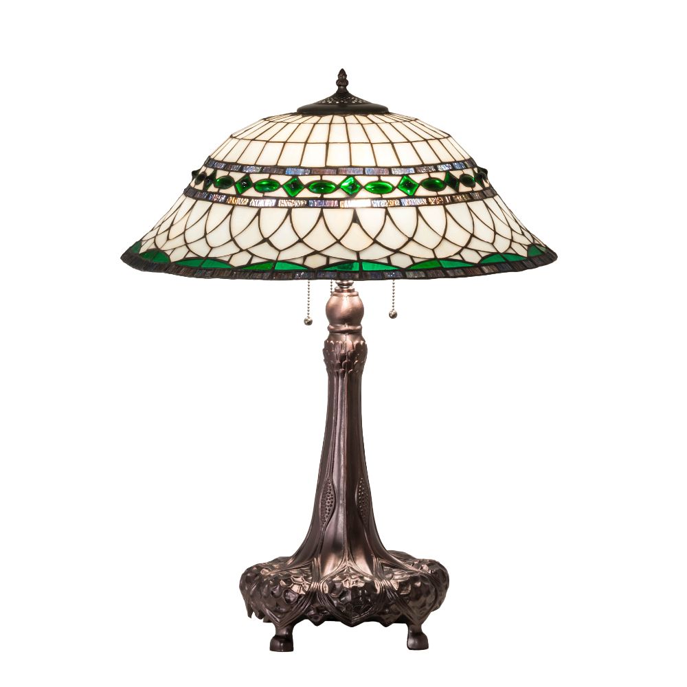 Meyda Lighting 230467 31" High Tiffany Roman Table Lamp In Green;beige Mahogany Bronze